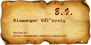 Biswanger Vászoly névjegykártya
